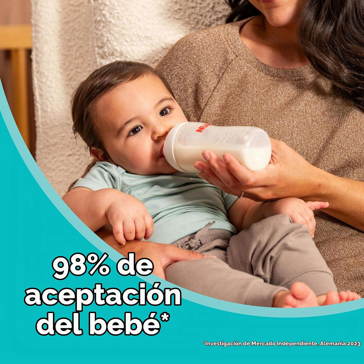 NUK Perfect Match - Botella de vidrio natural + anticólico, 4 onzas...