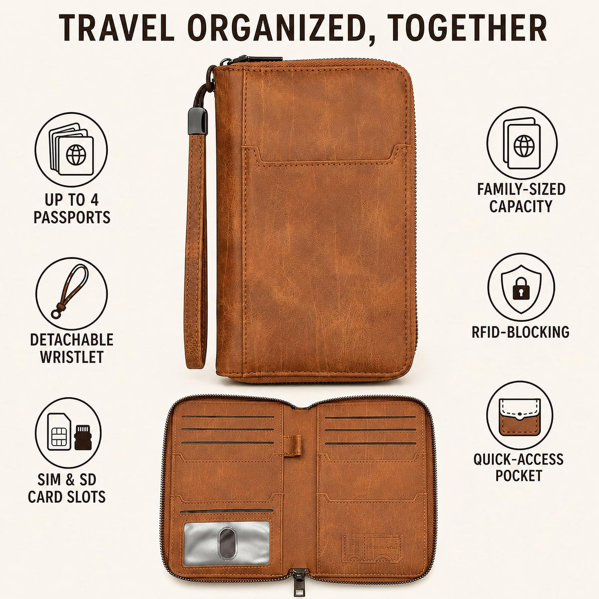 Soporte para pasaporte familiar para viajes, cartera de pasaporte c...