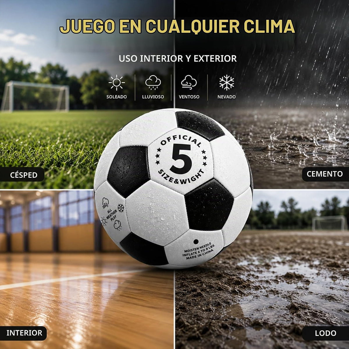 Balón de fútbol de tamaño 5-2 unidades de pelotas de fútbol clásica...