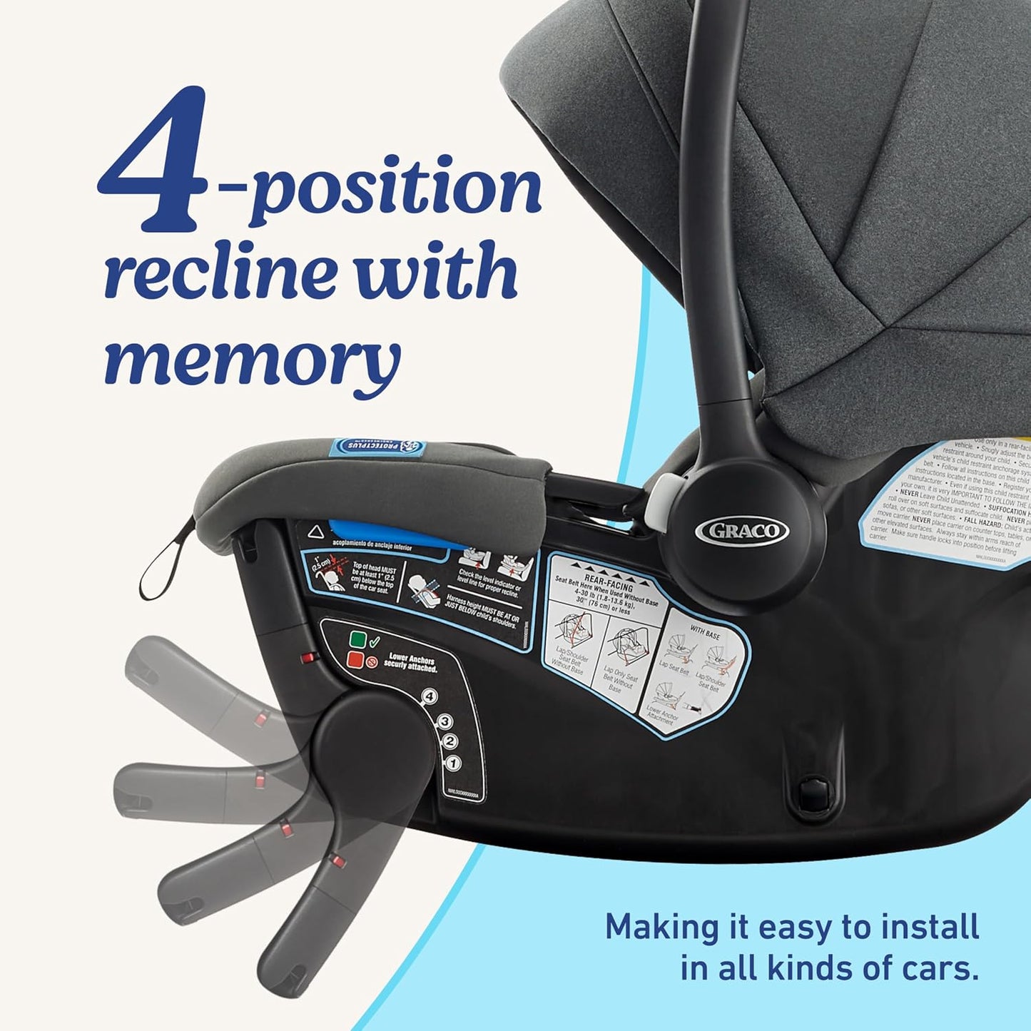 Silla de coche infantil Graco Gomax, silla de coche sin base con to...