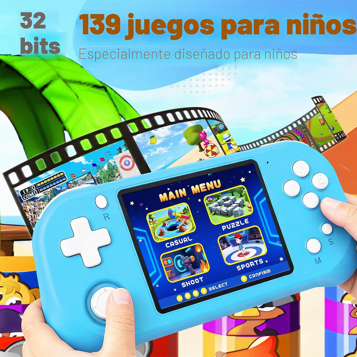 Beijue Juego de mano para niños con pantalla IPS de 3.5 pulgadas, 1...