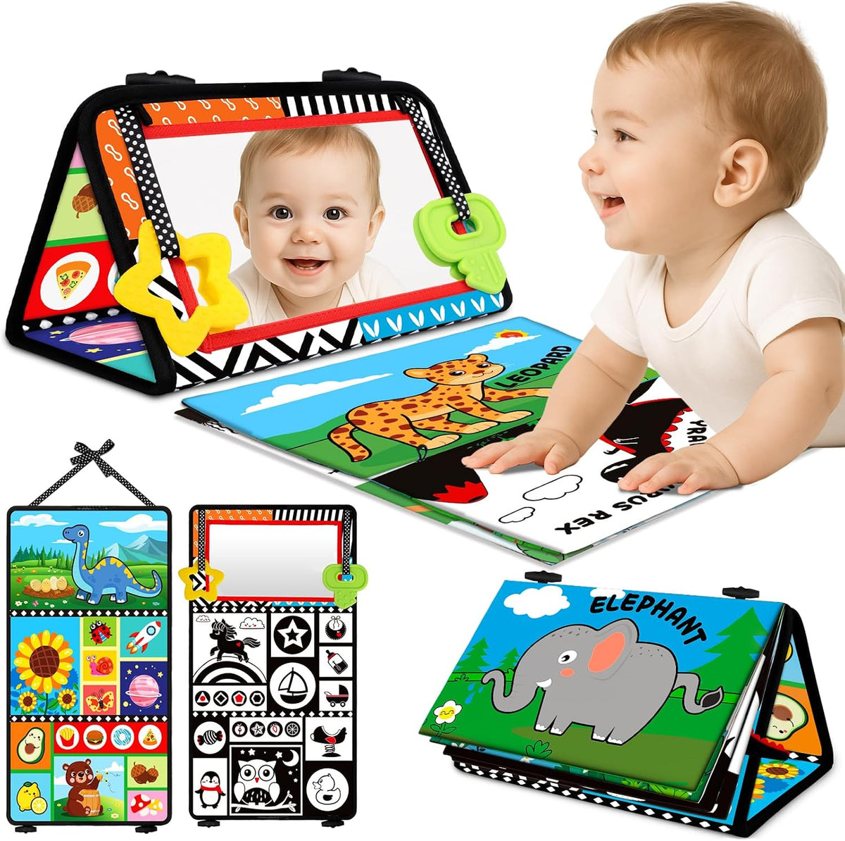 Juguetes para bebés 0-6 meses - Juego de tiempo de barriga en negro...