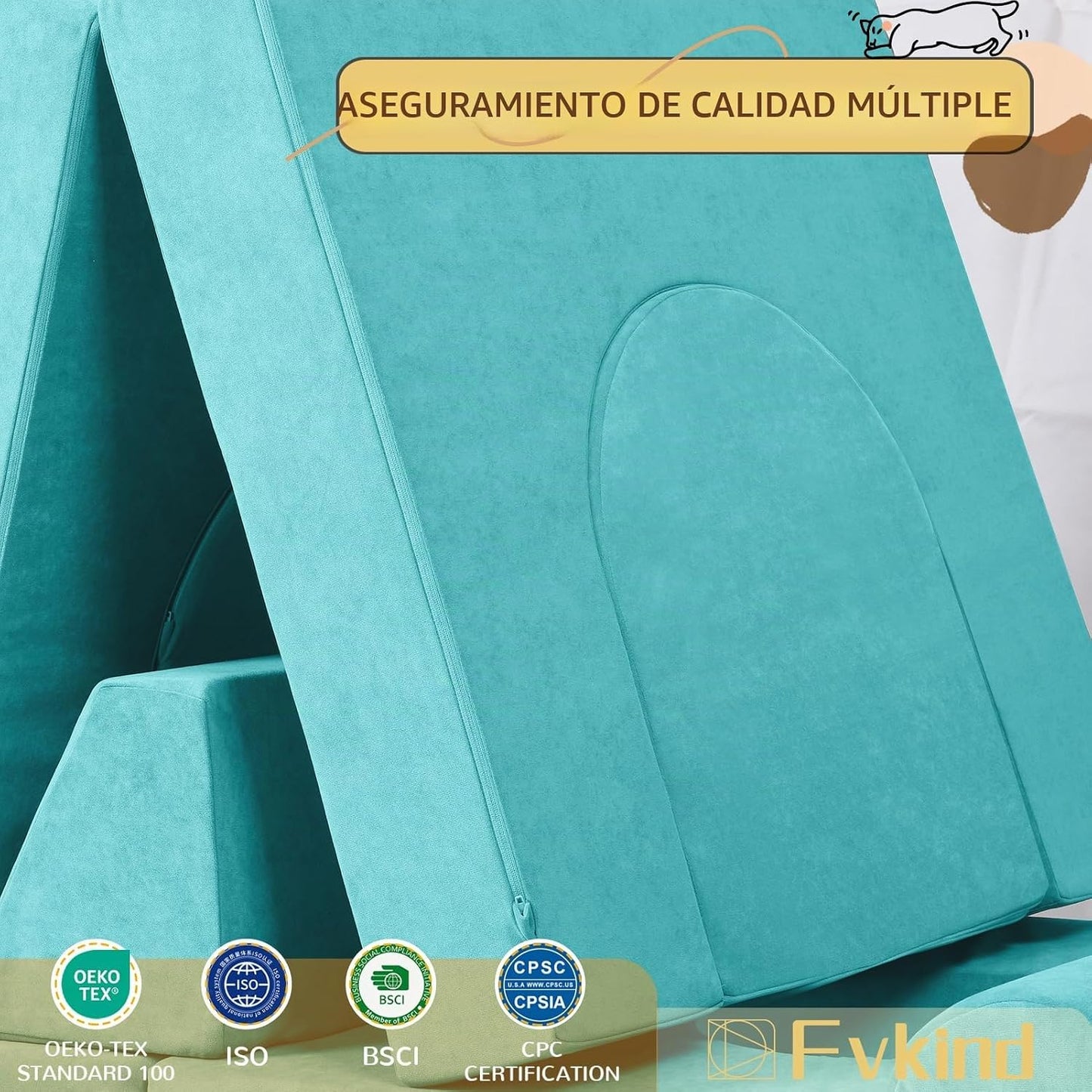 Fvkind Sofá de juego para niños de 10 piezas, sofá modular para niñ...