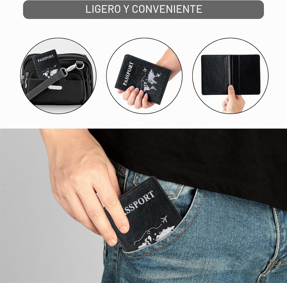 2 piezas de soportes para pasaportes, cartera ultra delgada para pa...