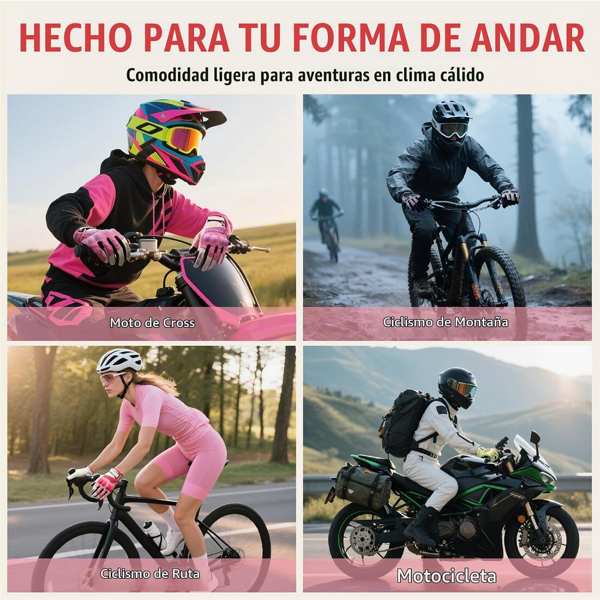 VXW Guantes de motocicleta para mujeres - con protección de palma y...
