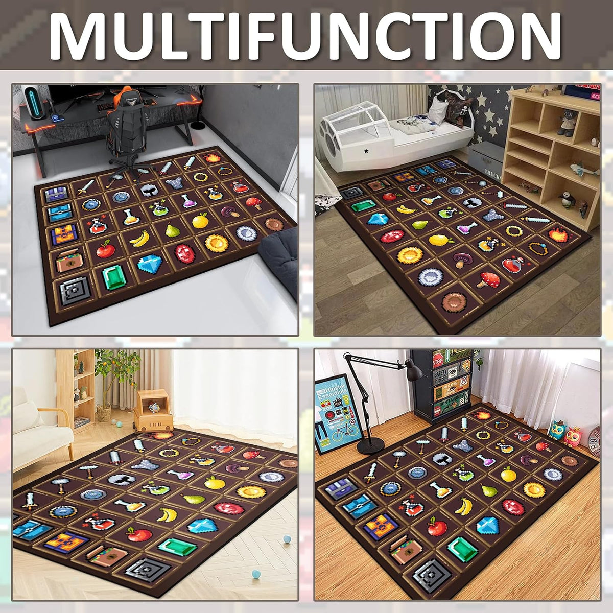 DRVAKO Alfombra de Juego para Adolescentes con Elementos de Juegos...