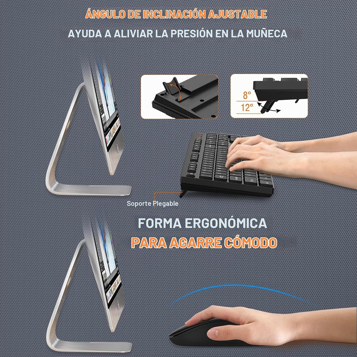 Combo de teclado y mouse inalámbrico, EDJO, teclado y mouse USB ina...