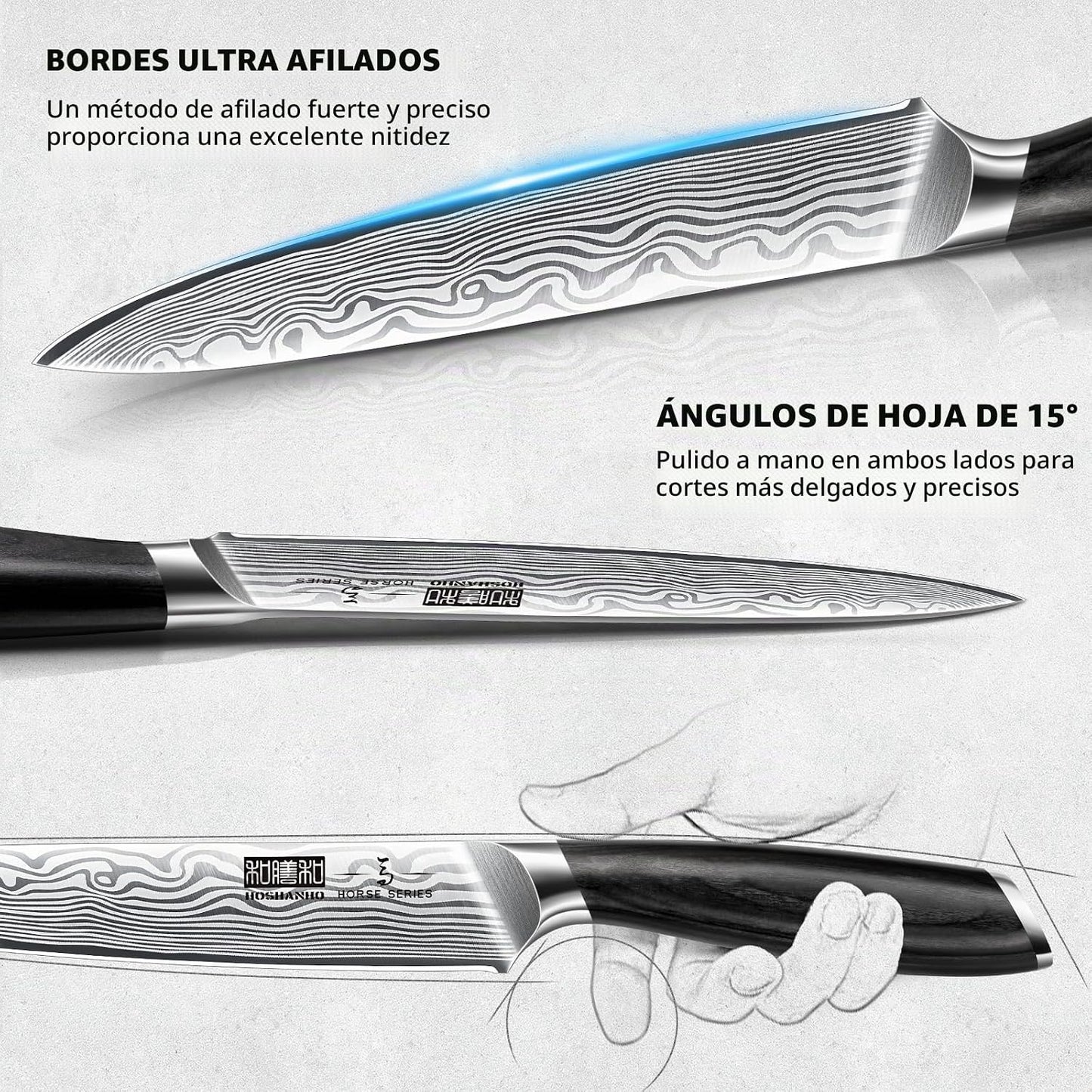 HOSHANHO Juego de cuchillos de 5 piezas, juego de cuchillos de chef...