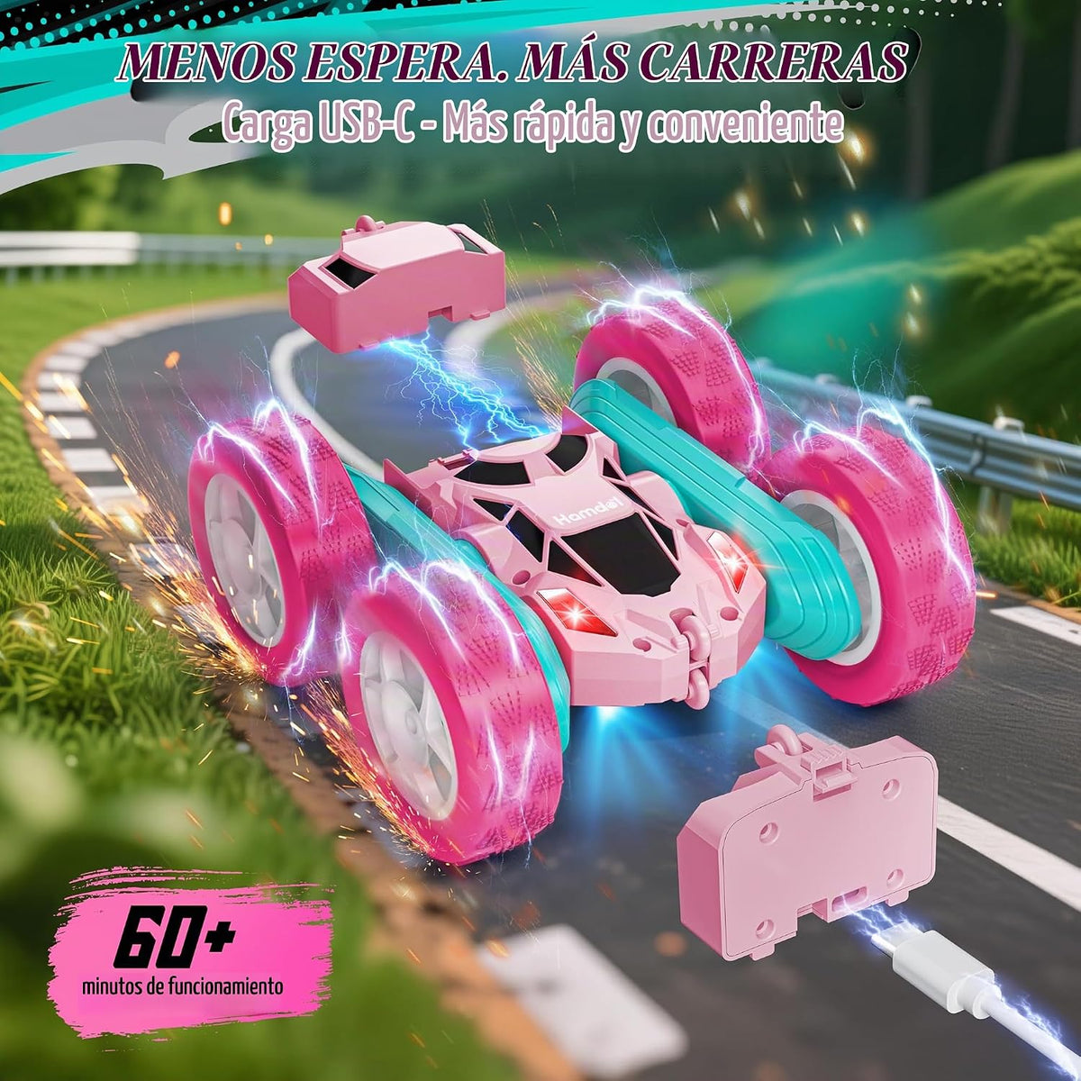 Hamdol Auto RC rosa para niñas de 6 años en adelante, vehículo de c...