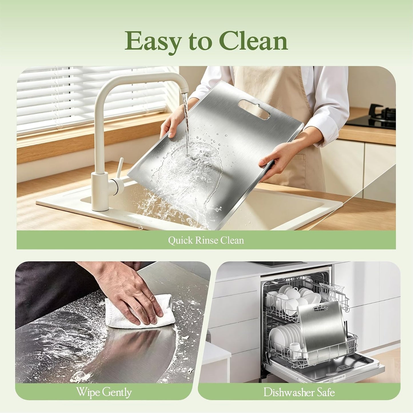 Juego de 3 tablas de cortar de acero inoxidable para cocina, tabla...