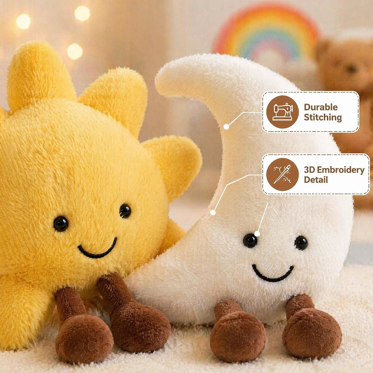Malvjun Peluche de ratón y sol y luna