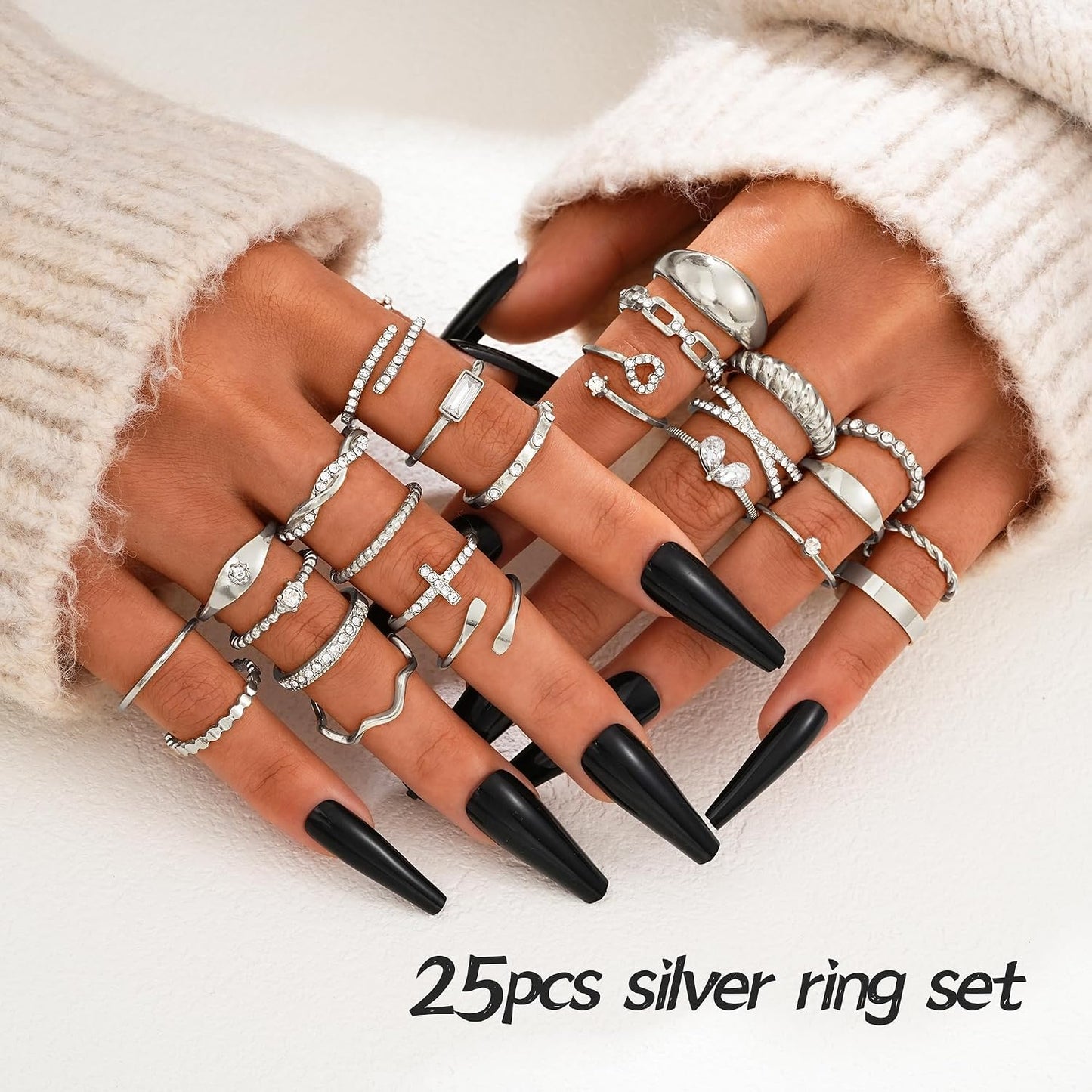 FAXHION Juego de 25 anillos apilables de oro para mujer, anillo de...