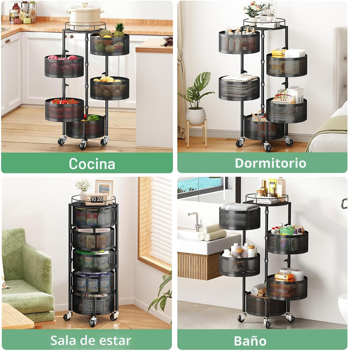 SAYZH Cesta de frutas y verduras para cocina, estante de almacenami...