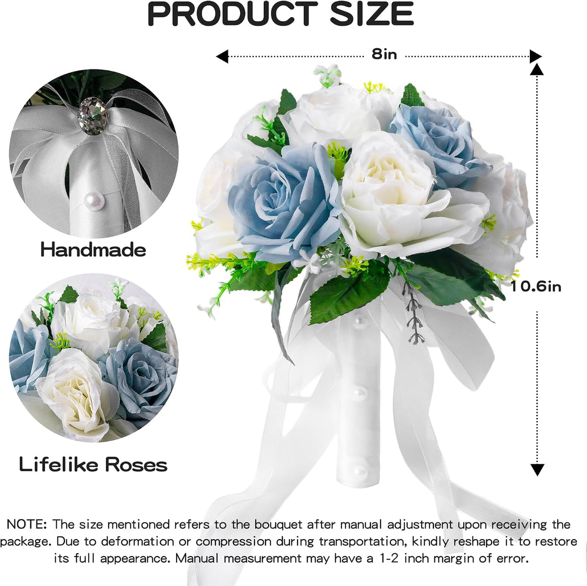Qeedy Ramos de Boda para Novia - Flores de Seda Realistas Rosas Art...