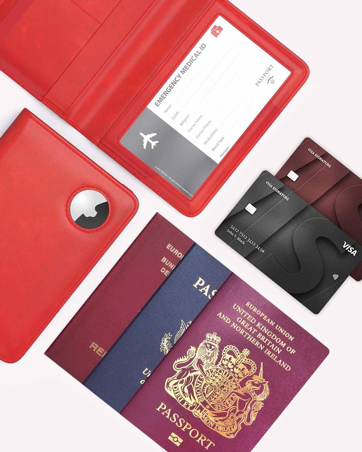 Stouchi AirTag - Cartera de viaje delgada RFID | Cuero PU ultradelg...