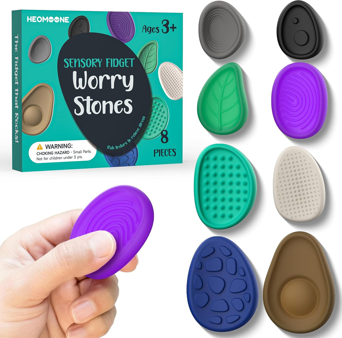 Juguetes antiestrés para adultos piedras sensoriales: paquete de 8...