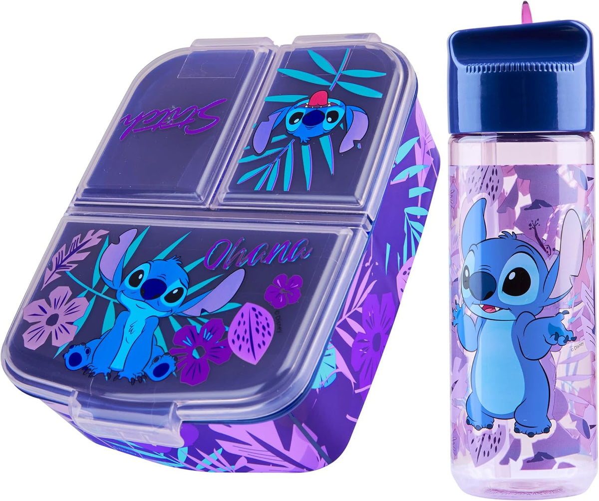 Disney Stitch - Lonchera infantil con compartimentos y botella de a...