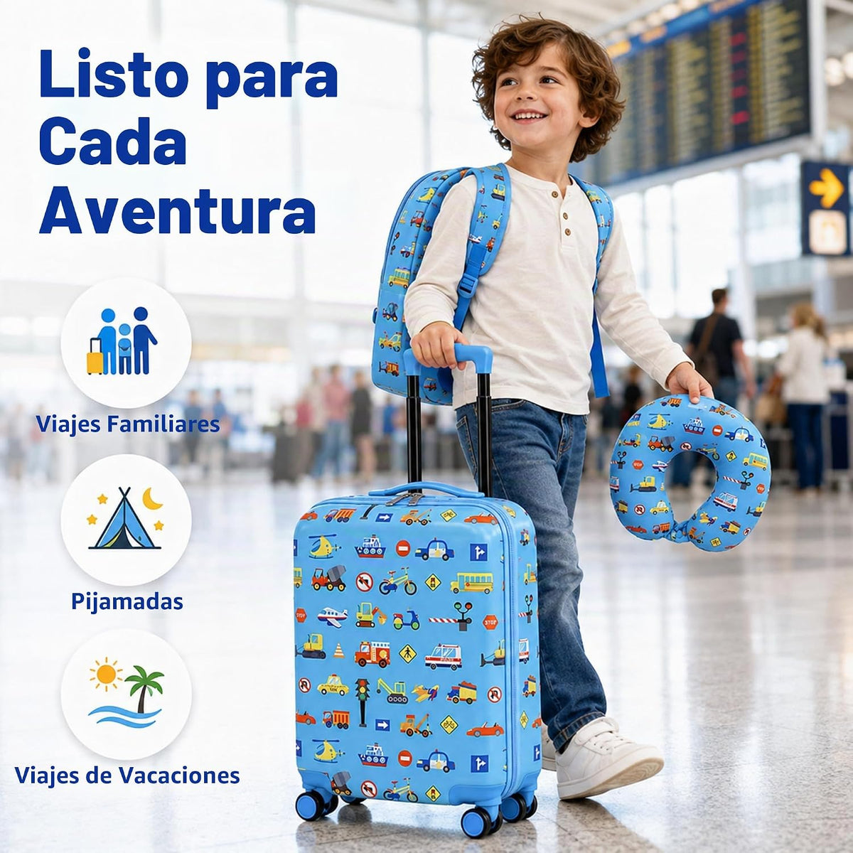 Sanwuta Juego de 4 piezas de equipaje para niños, mochila de viaje,...