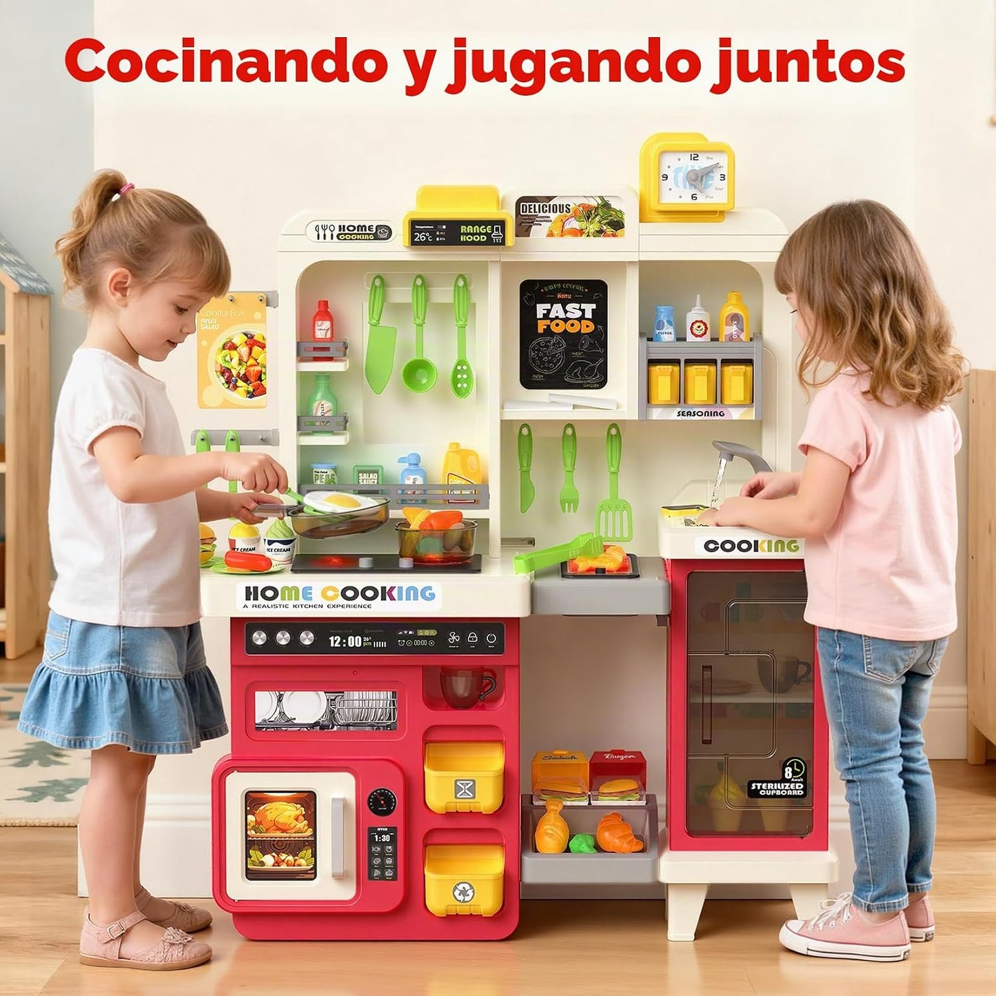 Juego de cocina para niños con luces, sonidos y vapor, juego de coc...