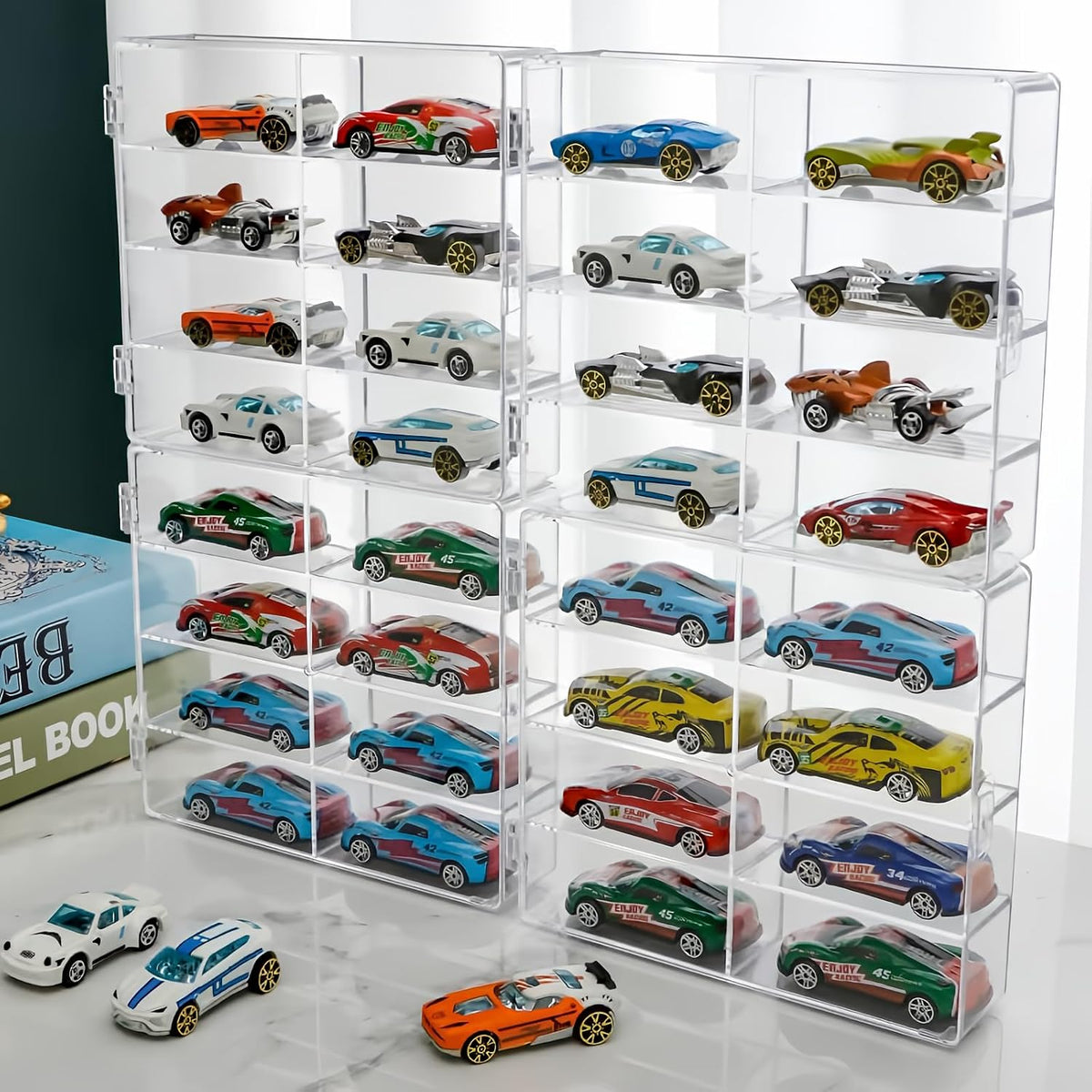 Caja de exhibición de autos de juguete Hot Matchbox Wheels a escala...
