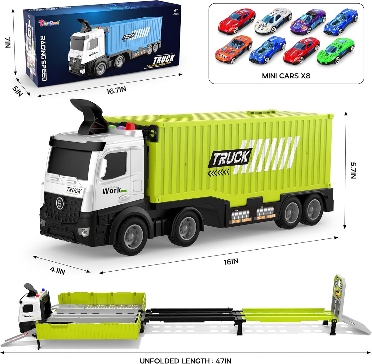 Pista de Carreras de Camión Transportador Juguetes para Niños, Set...
