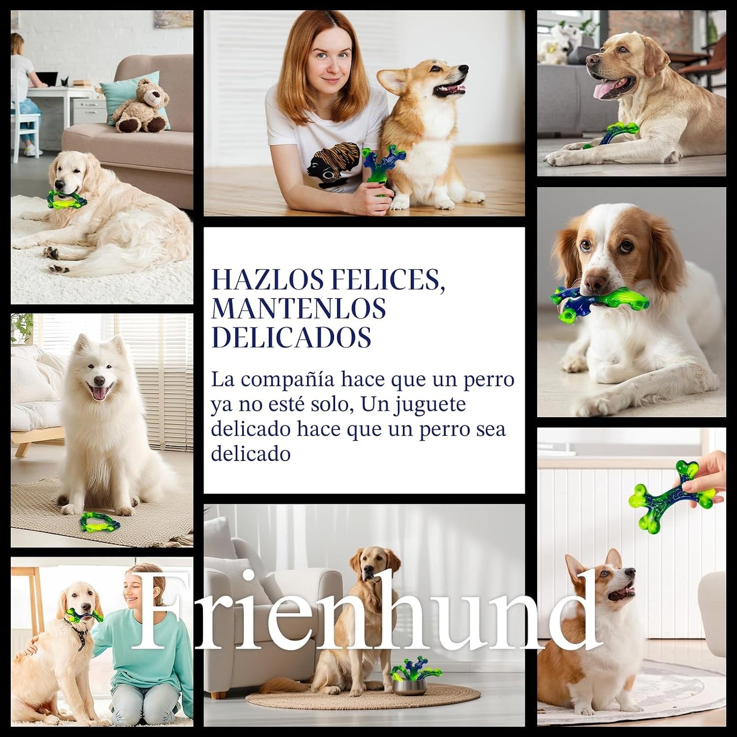 Frienhund Paquete de 3 Juguetes Masticables de Nylon Indestructible...