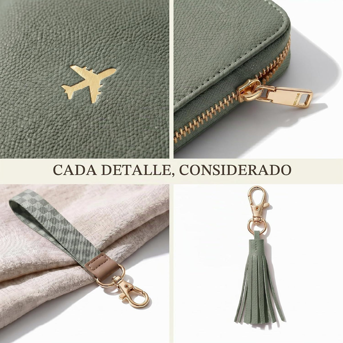 Hermoso soporte para pasaporte y cartera de viaje con correa de muñ...