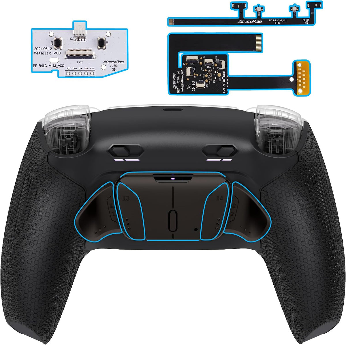 eXtremeRate RISE4 Plus MAX RMB Kit de paletas traseras con topes de...