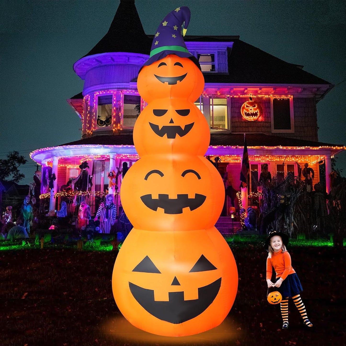 DearSun Calabazas inflables gigantes de Halloween apiladas de 12 pi...