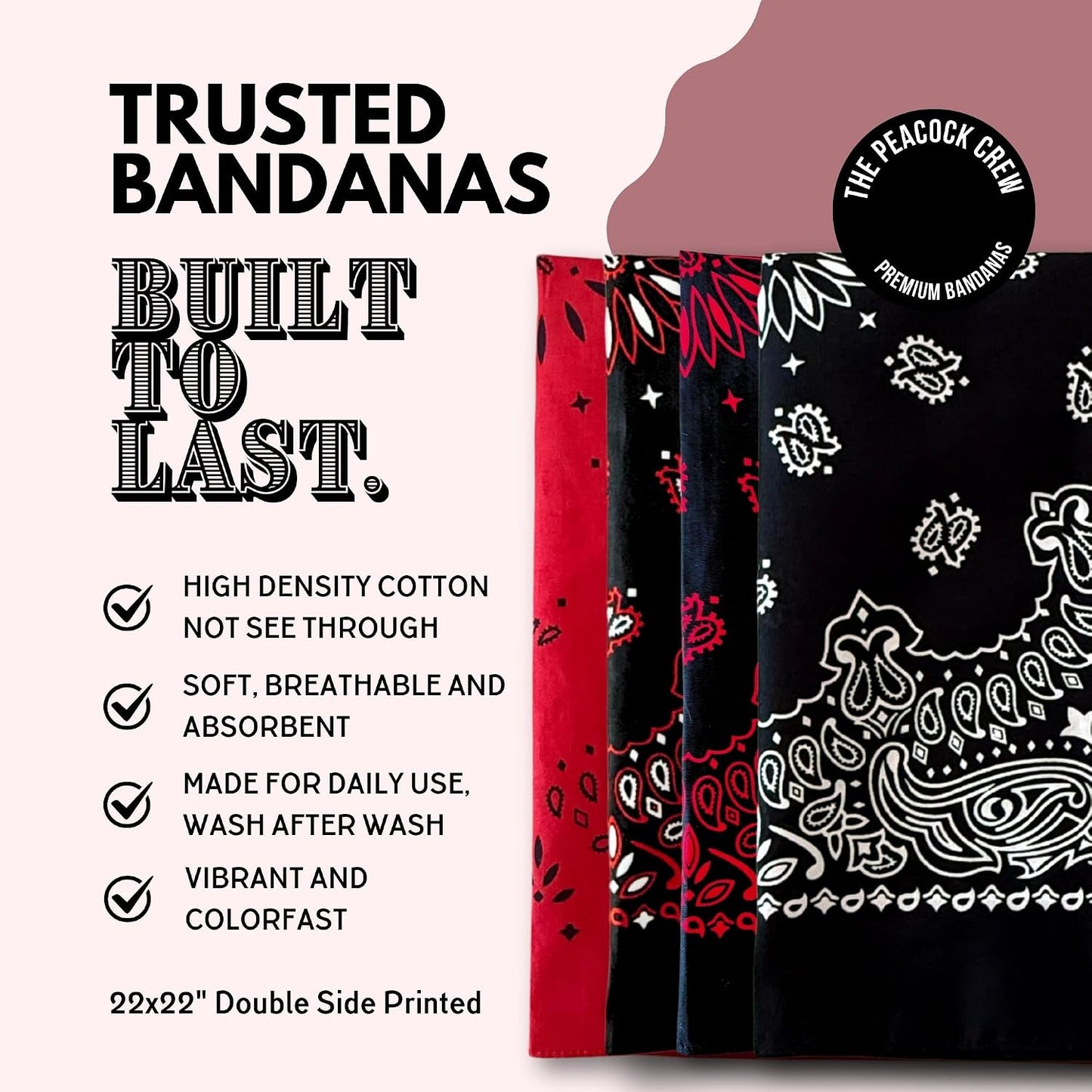 El Peacock Crew Paquete Premium de Bandanas de Algodón Suave para D...