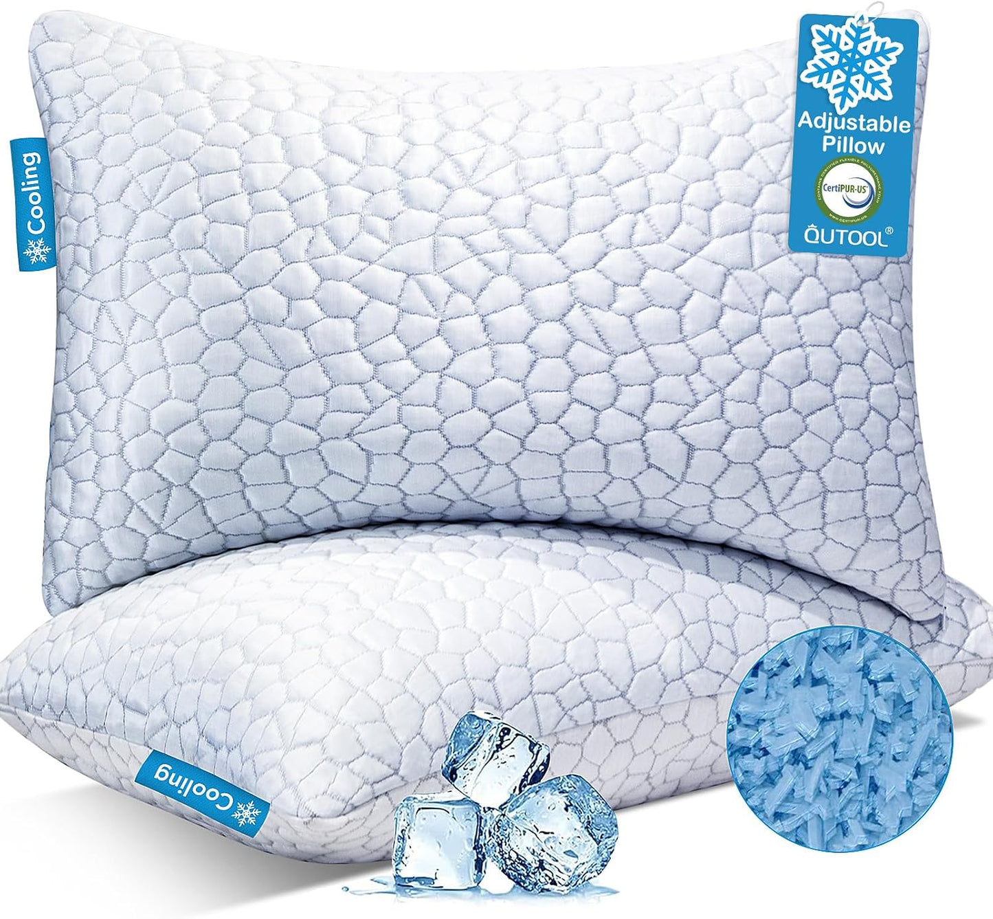 QUTOOL - Almohada hipoalergénica, espuma viscoelástica, gel tritura...