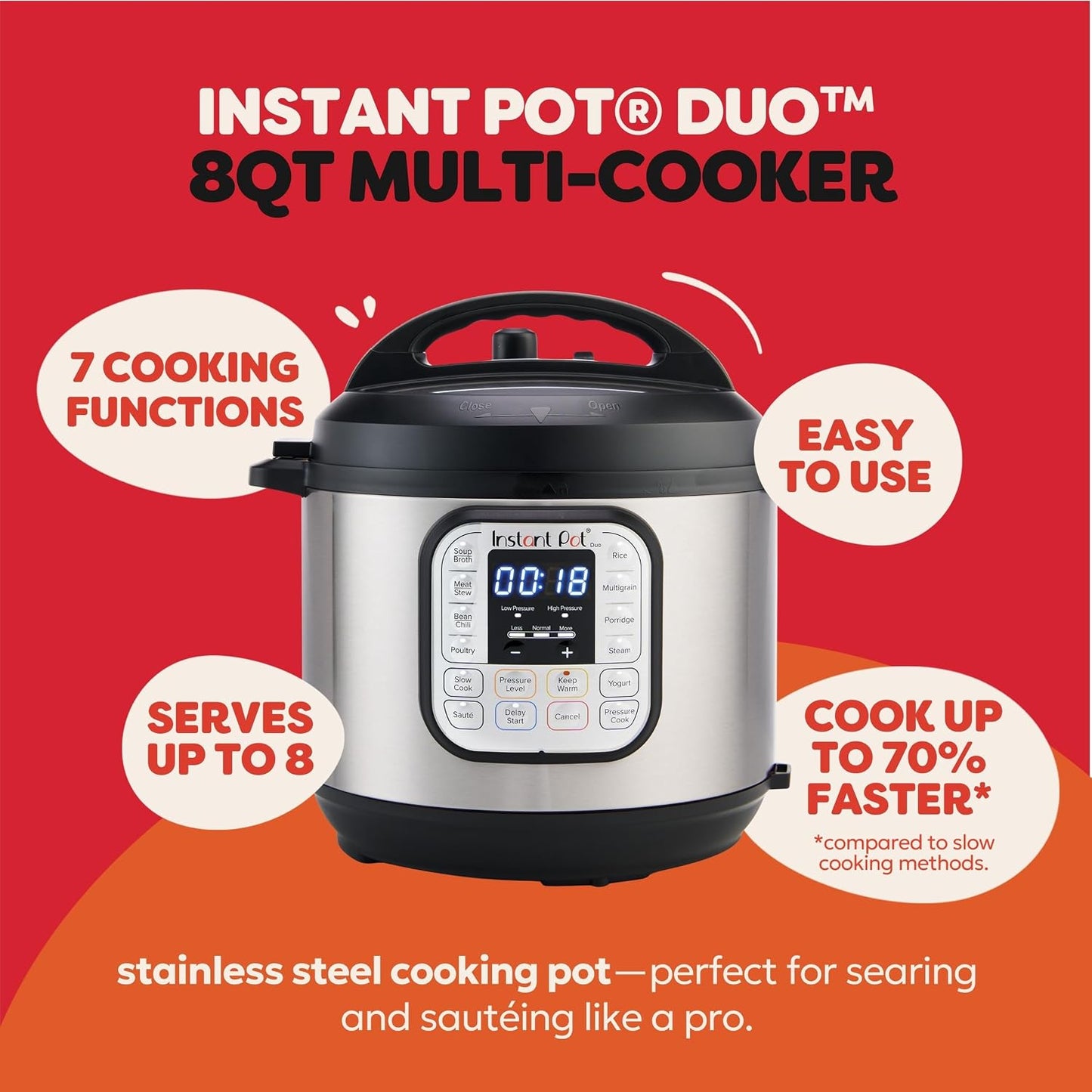 Instant Pot IP-DUO60, 6cuartos\/1000W - Olla a presión multifunción...