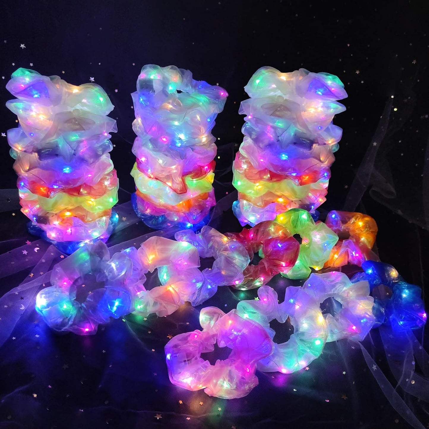 40 coleteros iluminados con 24 lazos elásticos de satén para el cab...