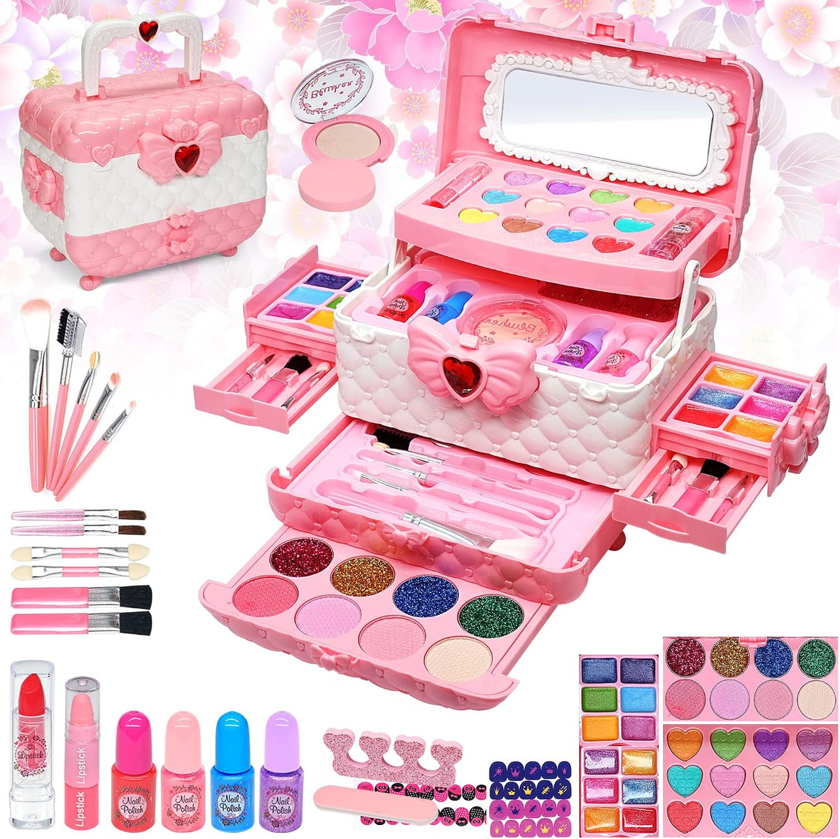 Set de maquillaje para niñas - Juguetes de princesa lavables, regal...