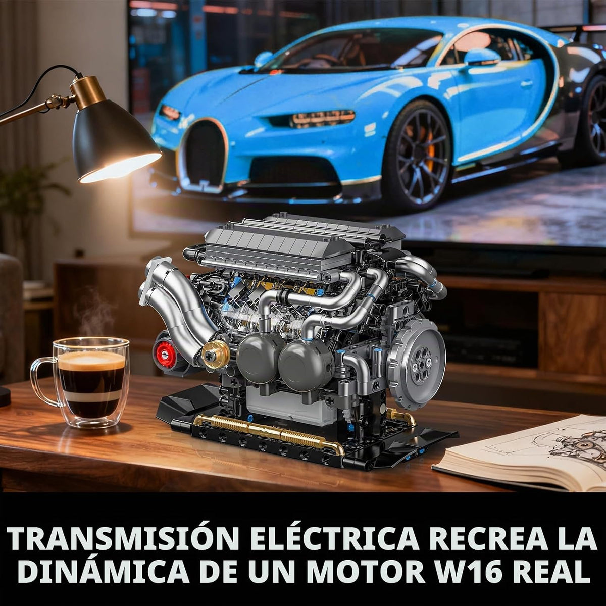 BseSparklion Juego de bloques de construcción de motor W16 para adu...