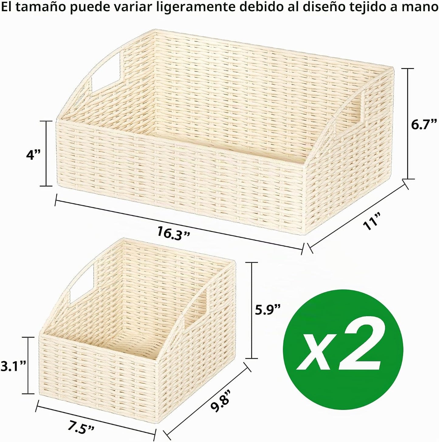 Ollieroo Cestas de almacenamiento de ratán, contenedores de almacen...