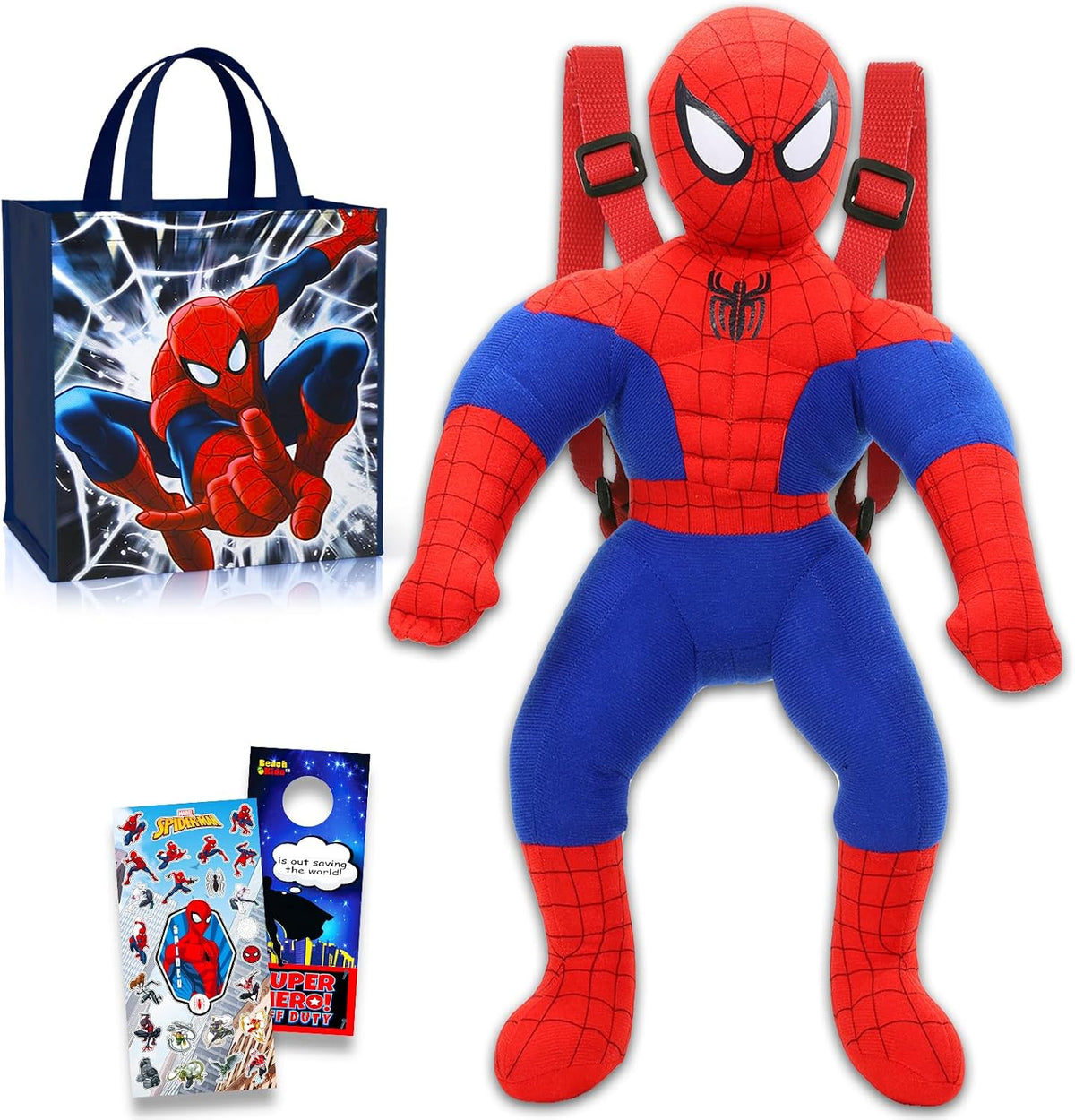 Marvel Spiderman - Juego de mochila de felpa y bolsa de mano, paque...