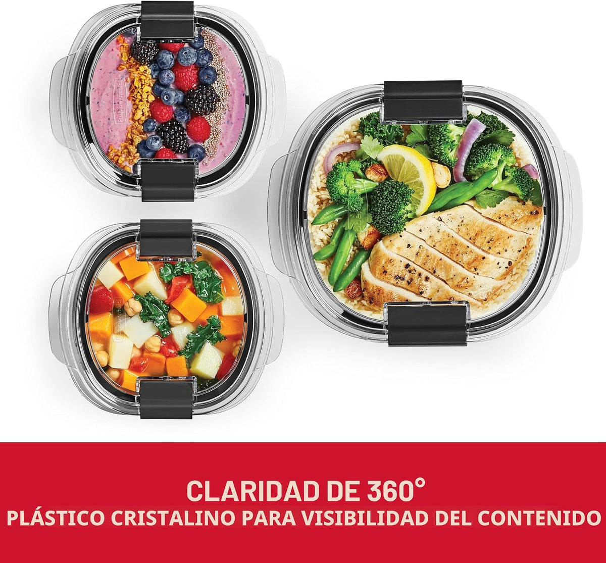 Rubbermaid Brilliance® - Recipientes redondos a prueba de fugas, ju...