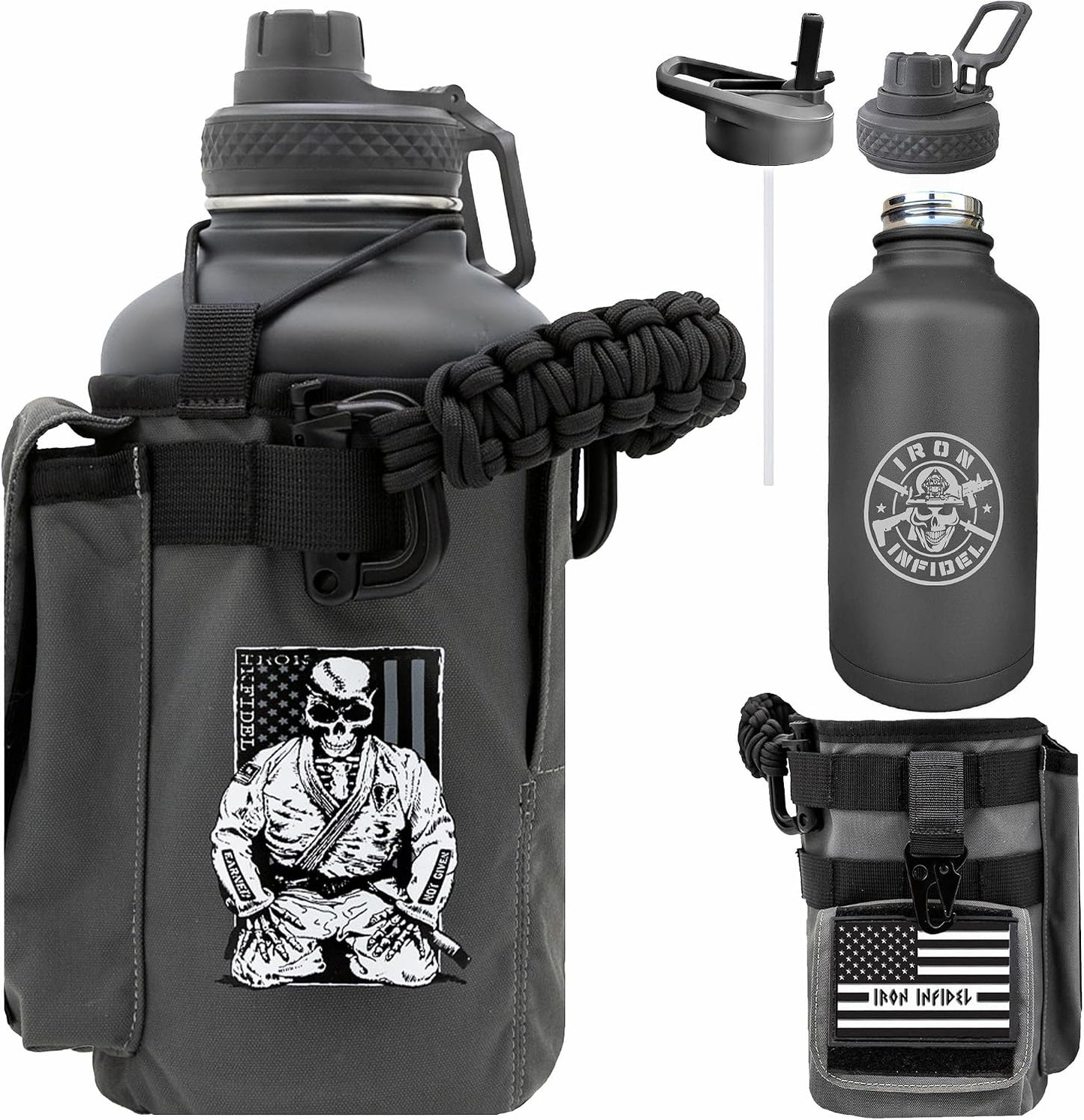 Iron Infidel Battle Bottle - Botella de agua aislada de 32 onzas co...