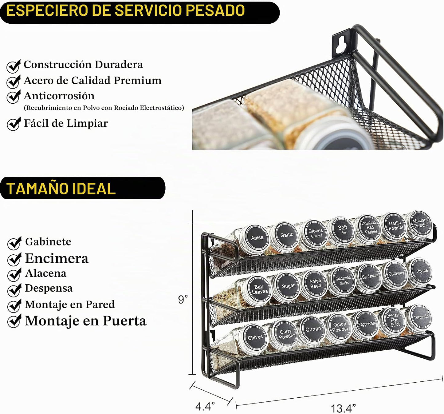 Organizador de estante de especias SpaceAid con 21 tarros de especi...
