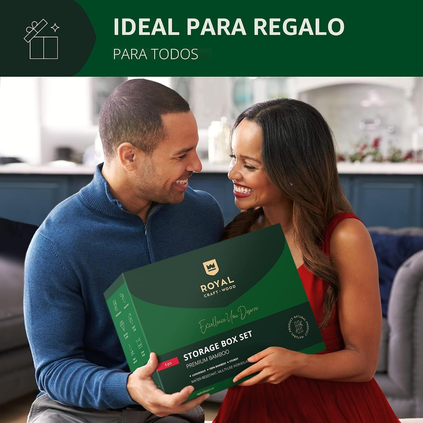 ROYAL CRAFT WOOD Juego de caja organizadora de joyas de bambú y cof...