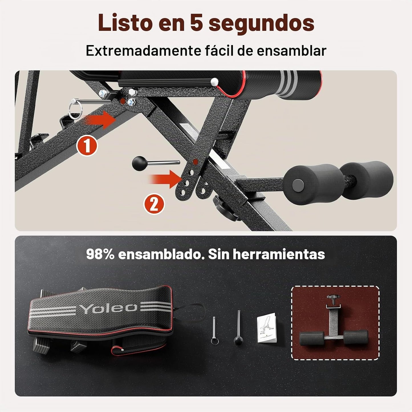 Banco de pesas ajustable YOLEO, certificado ASTM 827LBS | 98% premo...