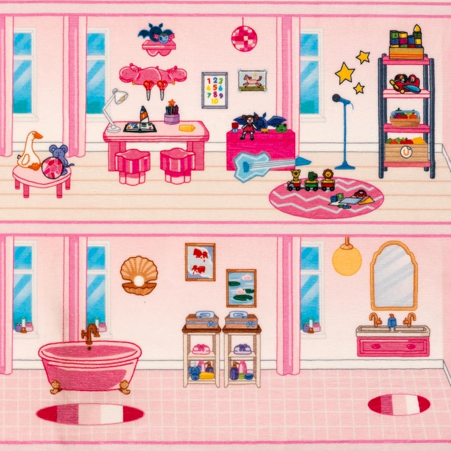 Rug&amp;Play Alfombra de juego de casa de muñecas rosa ultra suave...