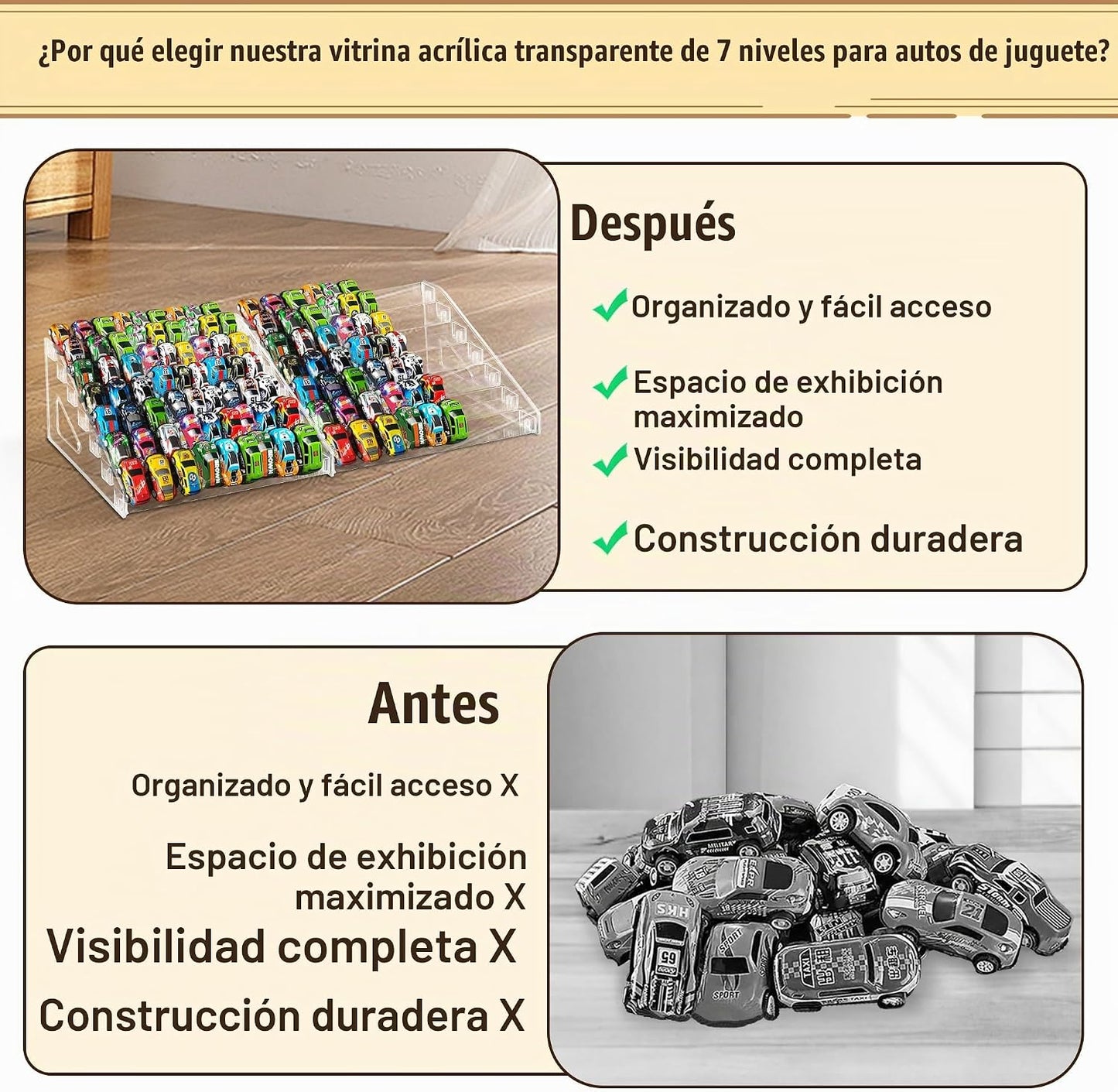 SHASHIDI Paquete de 2 estantes de exhibición de autos de juguete de...