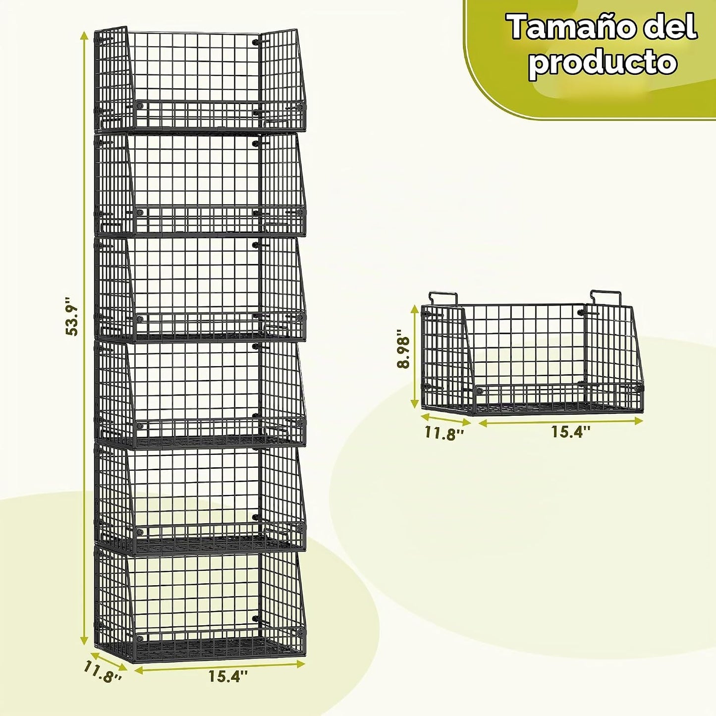 Jakyitvi - Paquete de 6 cestas apilables de alambre para despensa,...