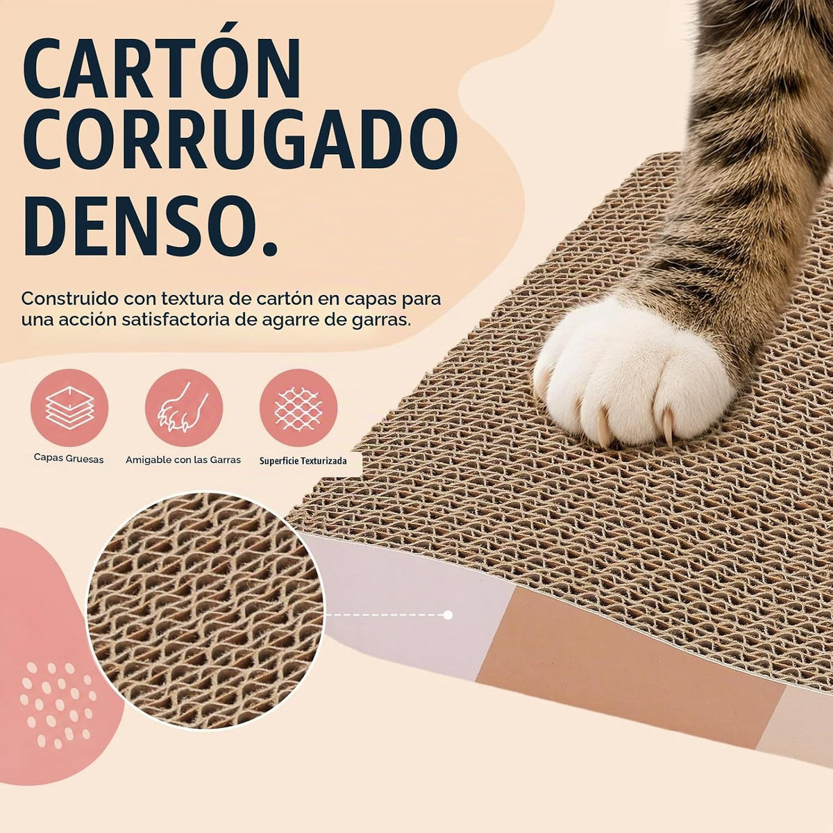 SIDAZON Tabla de Rascar para Gatos Rascador de Gatos Almohadilla de...