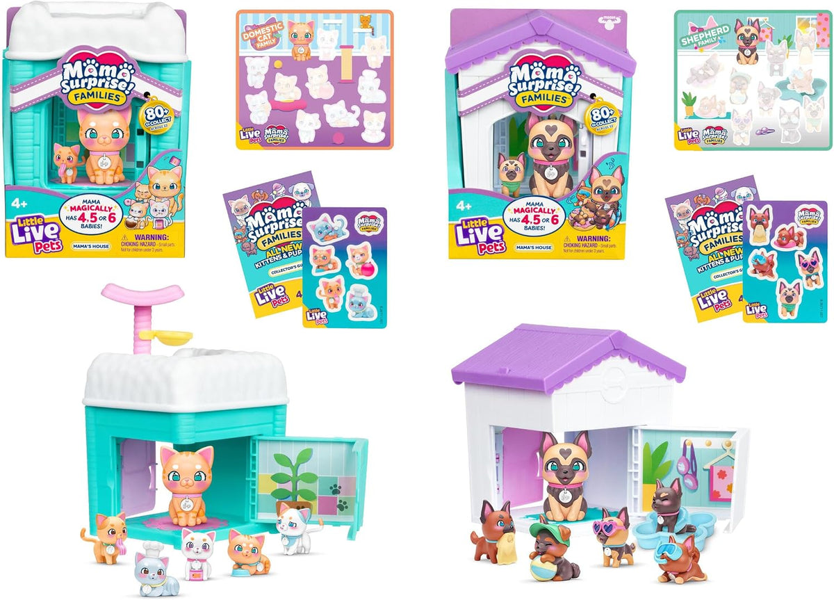 Little Live Pets Mama Surprise Families, Cat &amp; Pug - Paquete de...