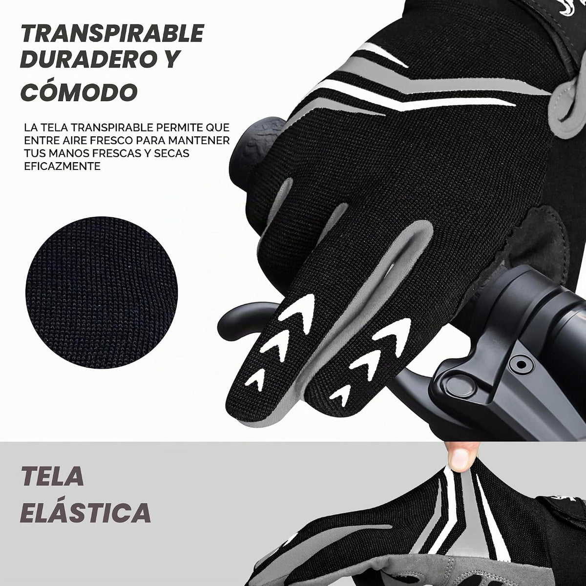 BEAST RAGE Guantes de ciclismo de dedo completo con acolchado para...