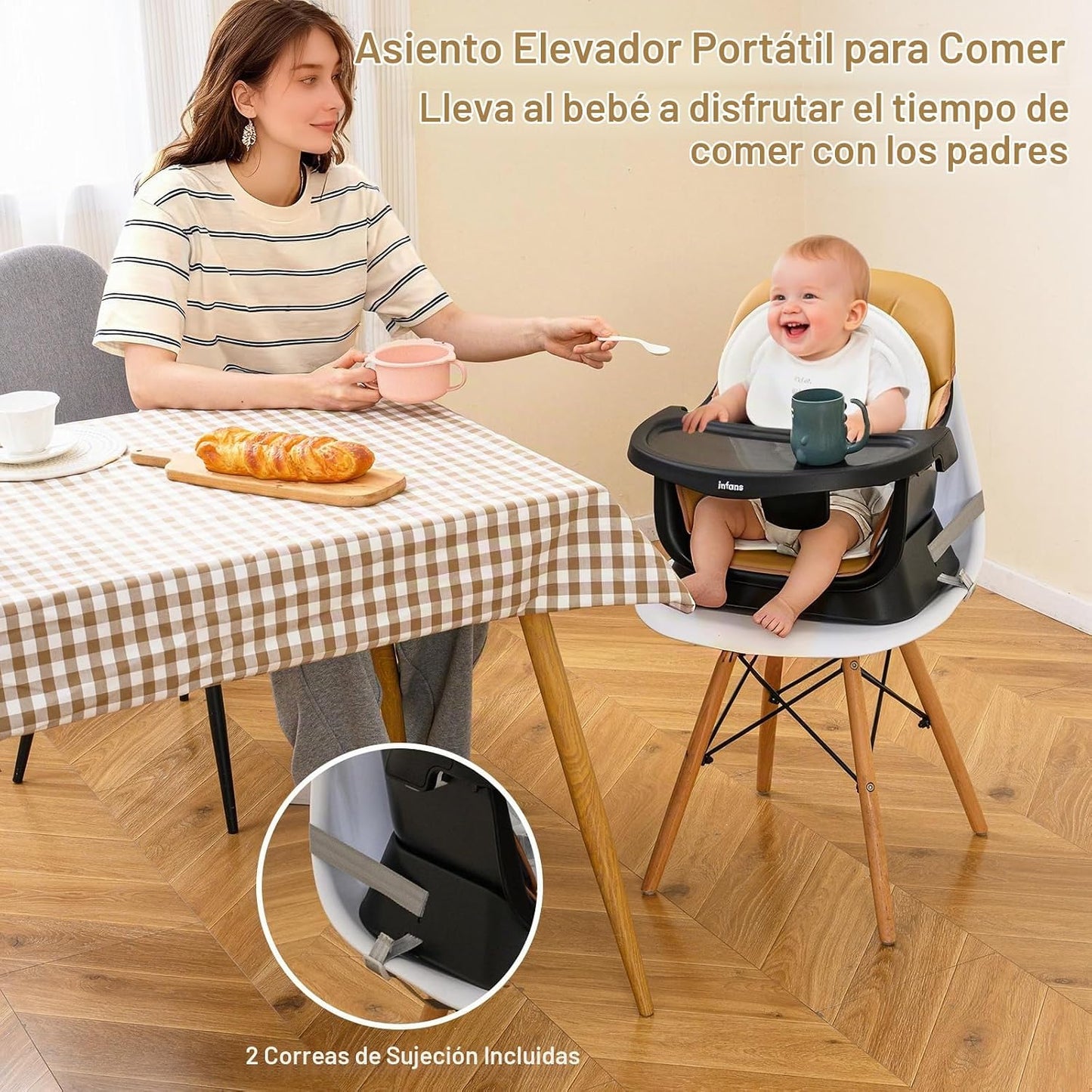 INFANS Silla alta 9 en 1, silla alta convertible para bebés y niños...
