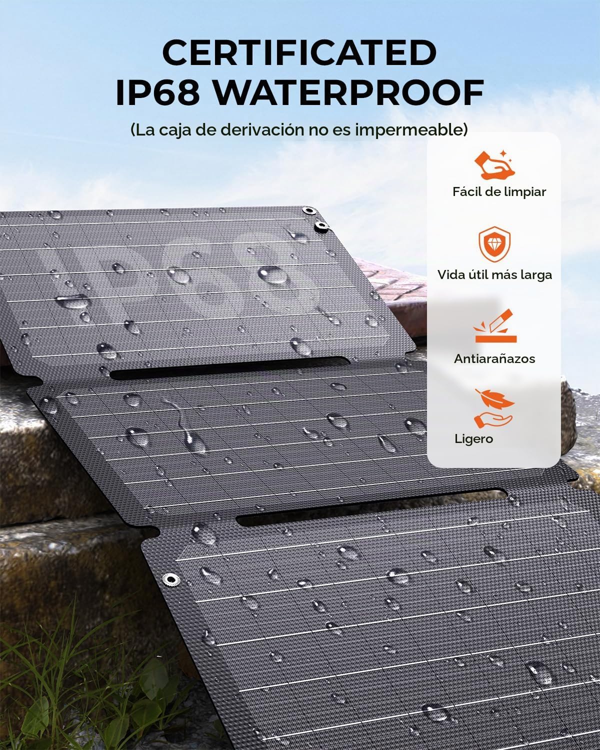BigBlue Cargador de panel solar de 30W con puertos USB-A, USB-C y D...